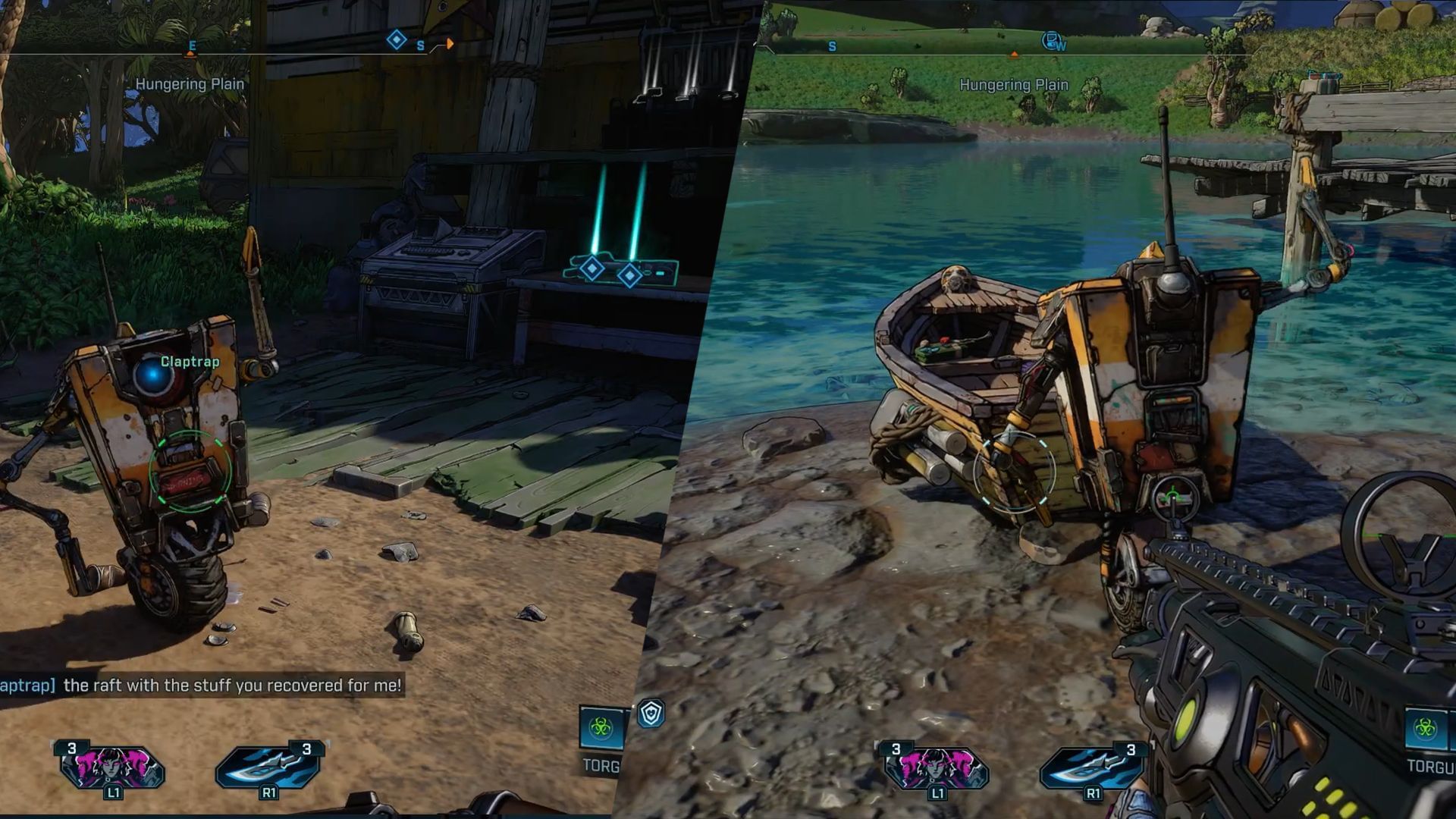 Claptrap will ask you to attach bombs to the boat and put all the mementoes on it (Image via Gearbox Software)