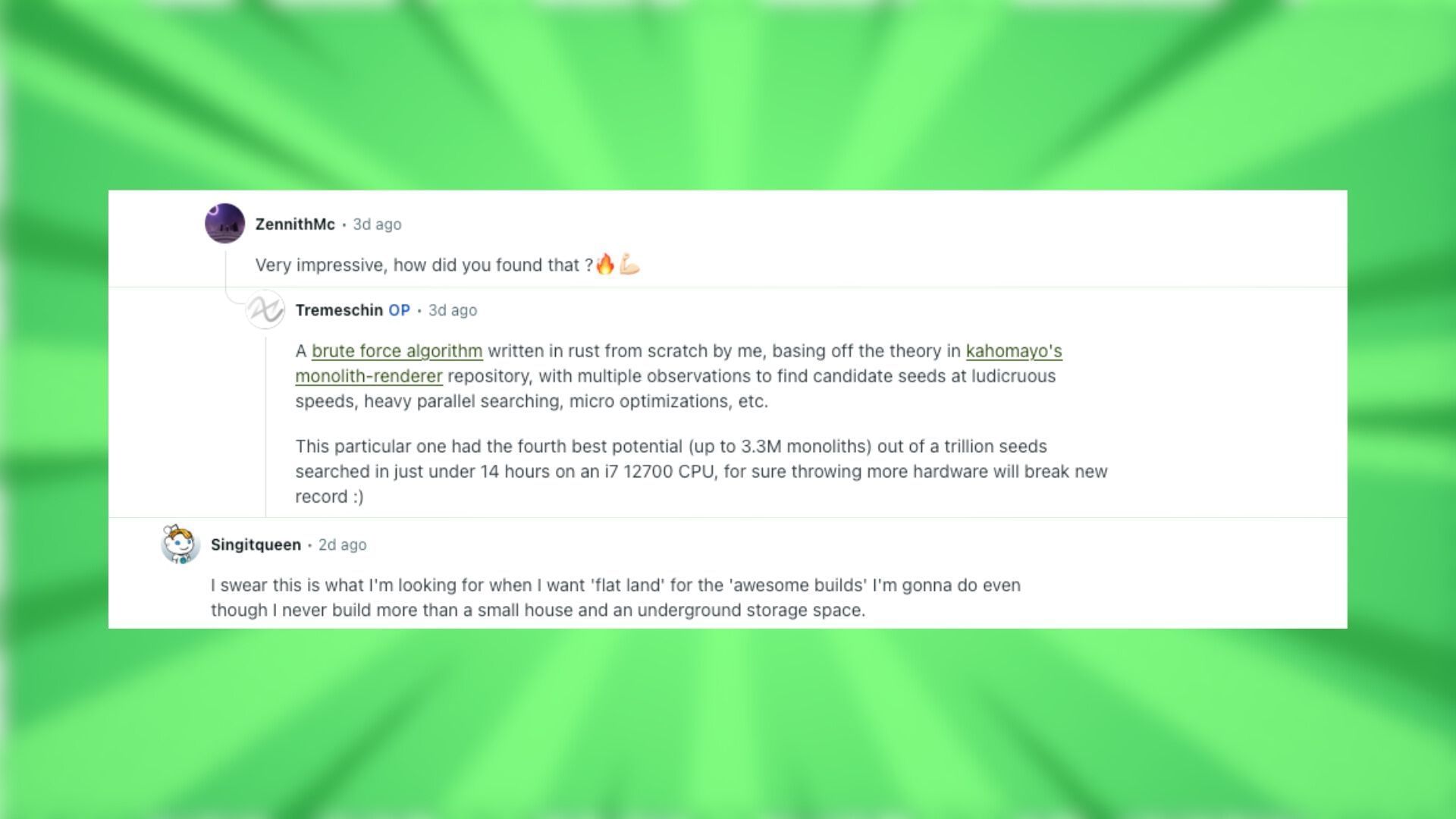 Redditors talk about the massive monolith found in Minecraft Alpha (Image via Reddit)