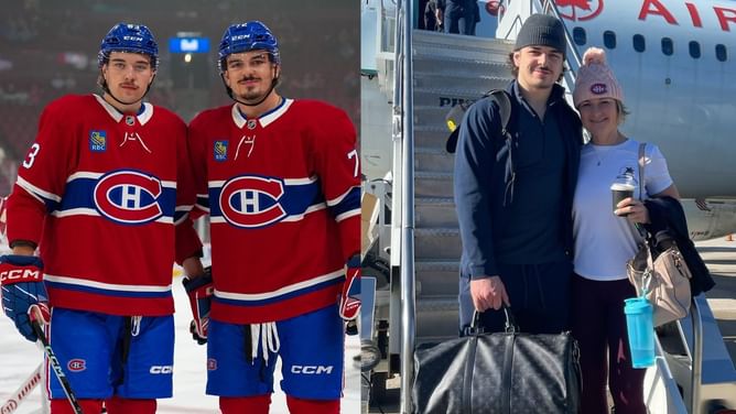 Florian & Arber Xhekaj's mom Simona drove to Montreal to surprise her sons in their first NHL game together for Habs versus Flyers