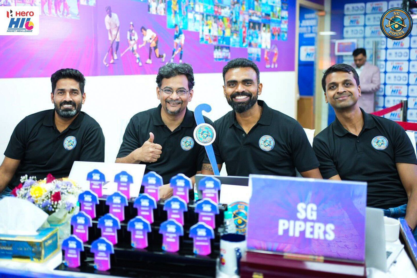 Sreejesh with the SG Pipers team at the auction - Source: Hockey India
