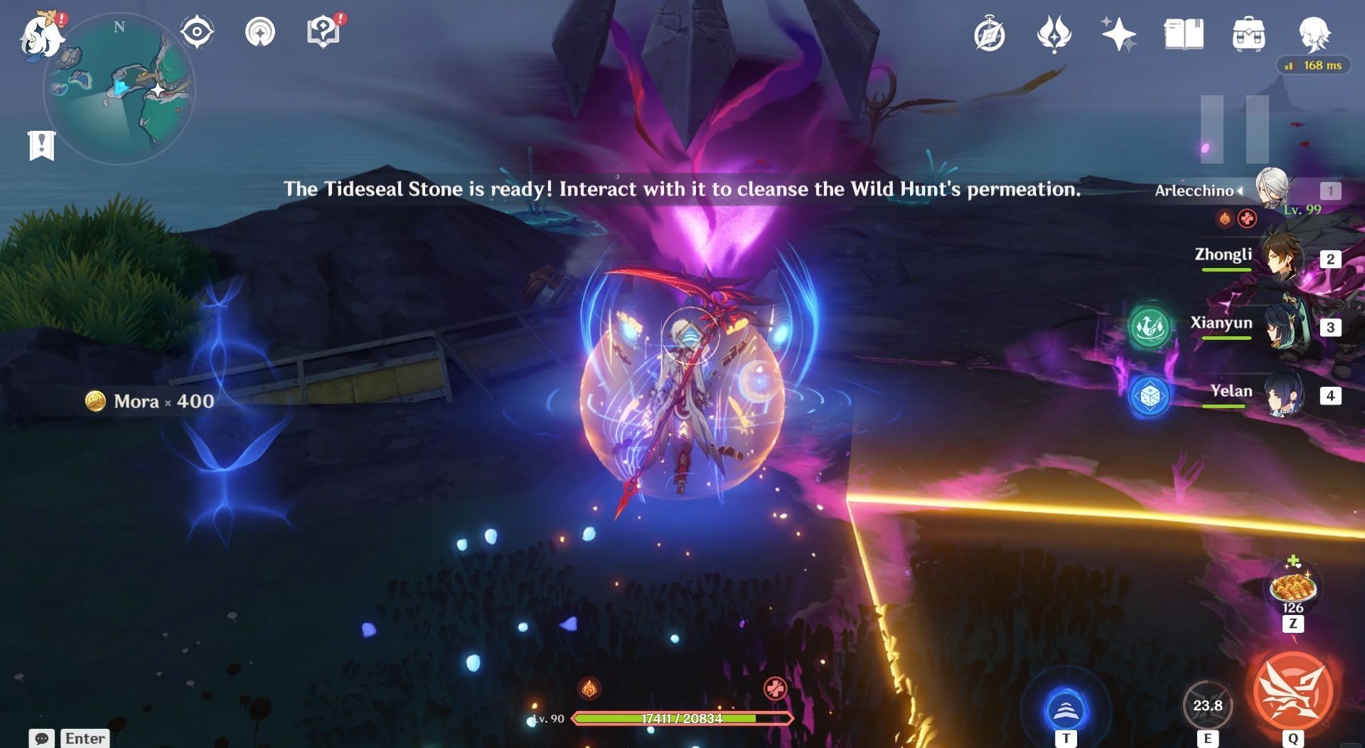Interact with the Tideseal Stone to stop the enemies (Image via HoYoverse)