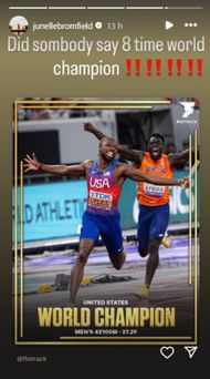 Screenshot of Bromfield's Instagram story.