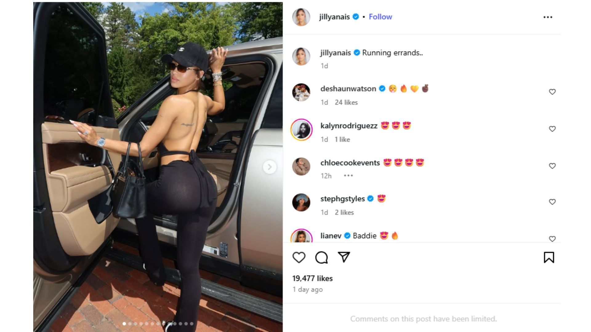 Deshaun Watson commented on wife Jilly Anais&#039; Instagram post (image credit: instagram/jillyanais)