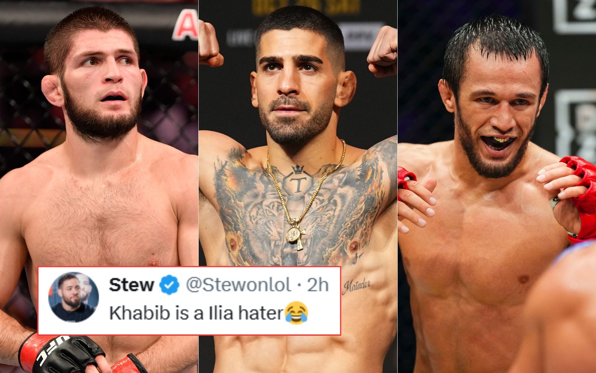 Khabib Nurmagomedov (left) deems Ilia Topuira