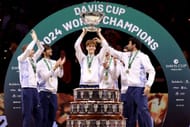 Jannik Sinner and his team with the 2024 Davis Cup trophy. (Source: Getty)