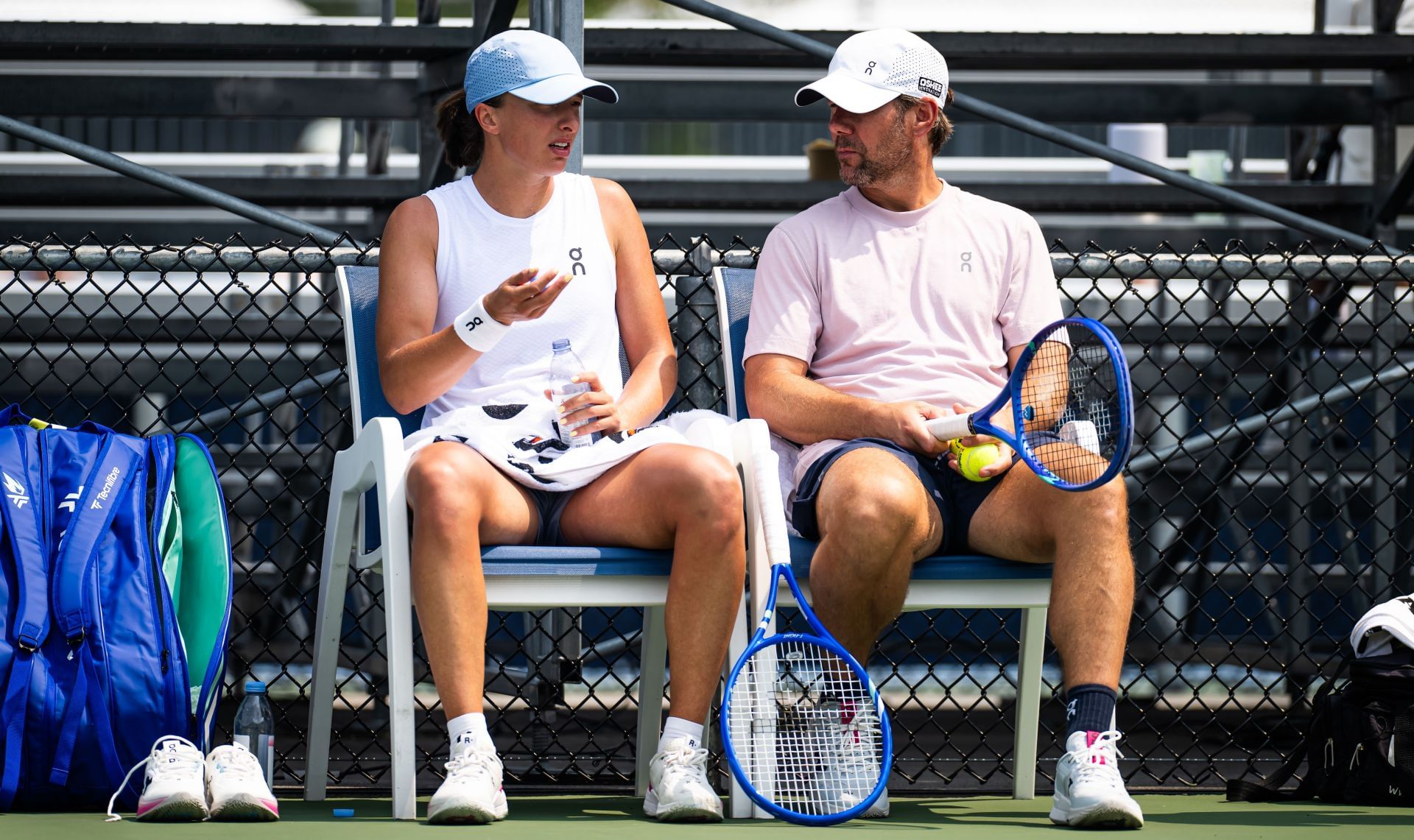 Iga Swiatek and coach Wim Fissette at the WTA 1000 National Bank Open presented by Rogers - Previews - Source: Getty
