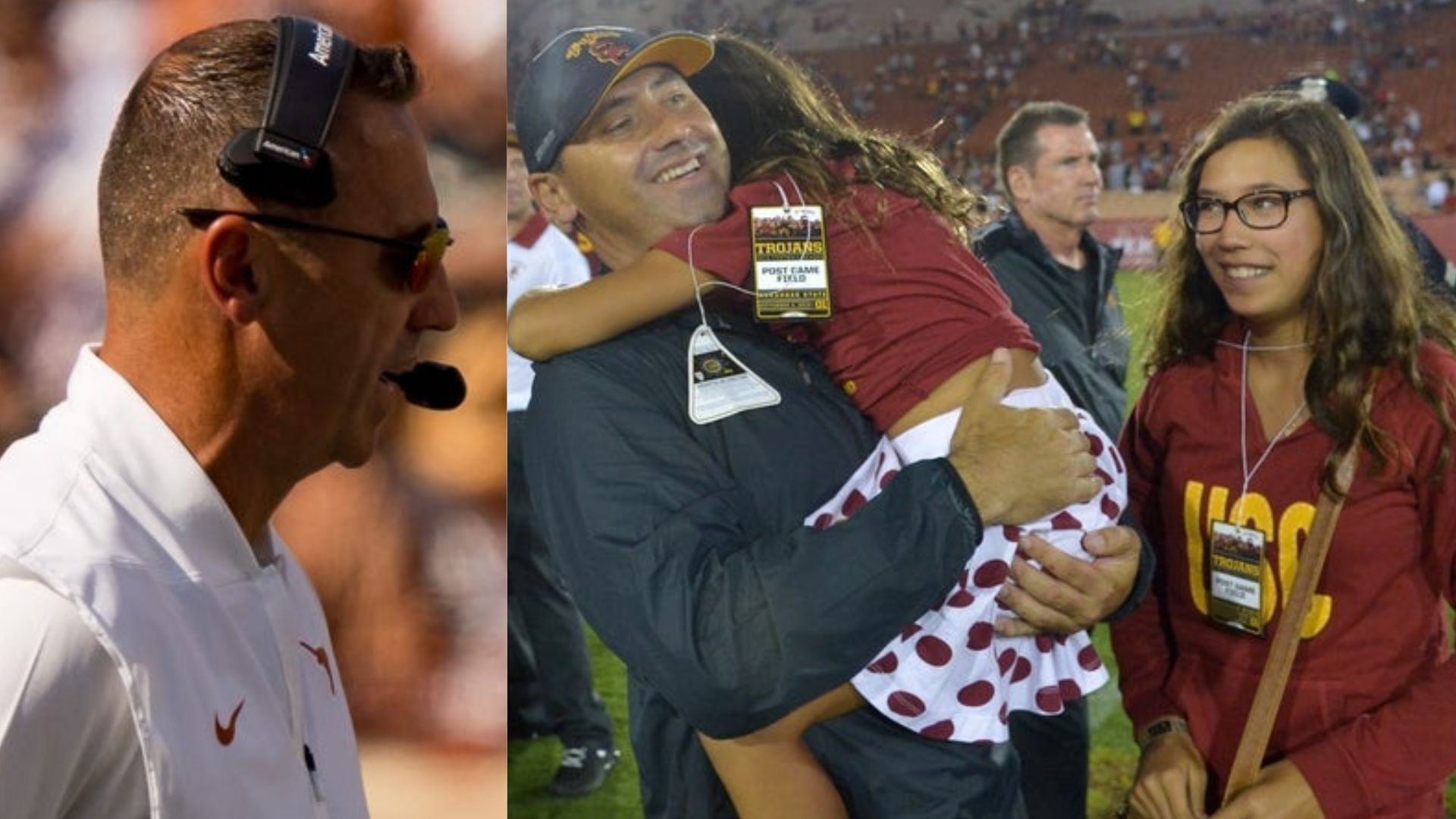 Texas coach Steve Sarkisian and his daughters, Taylor and Ashley