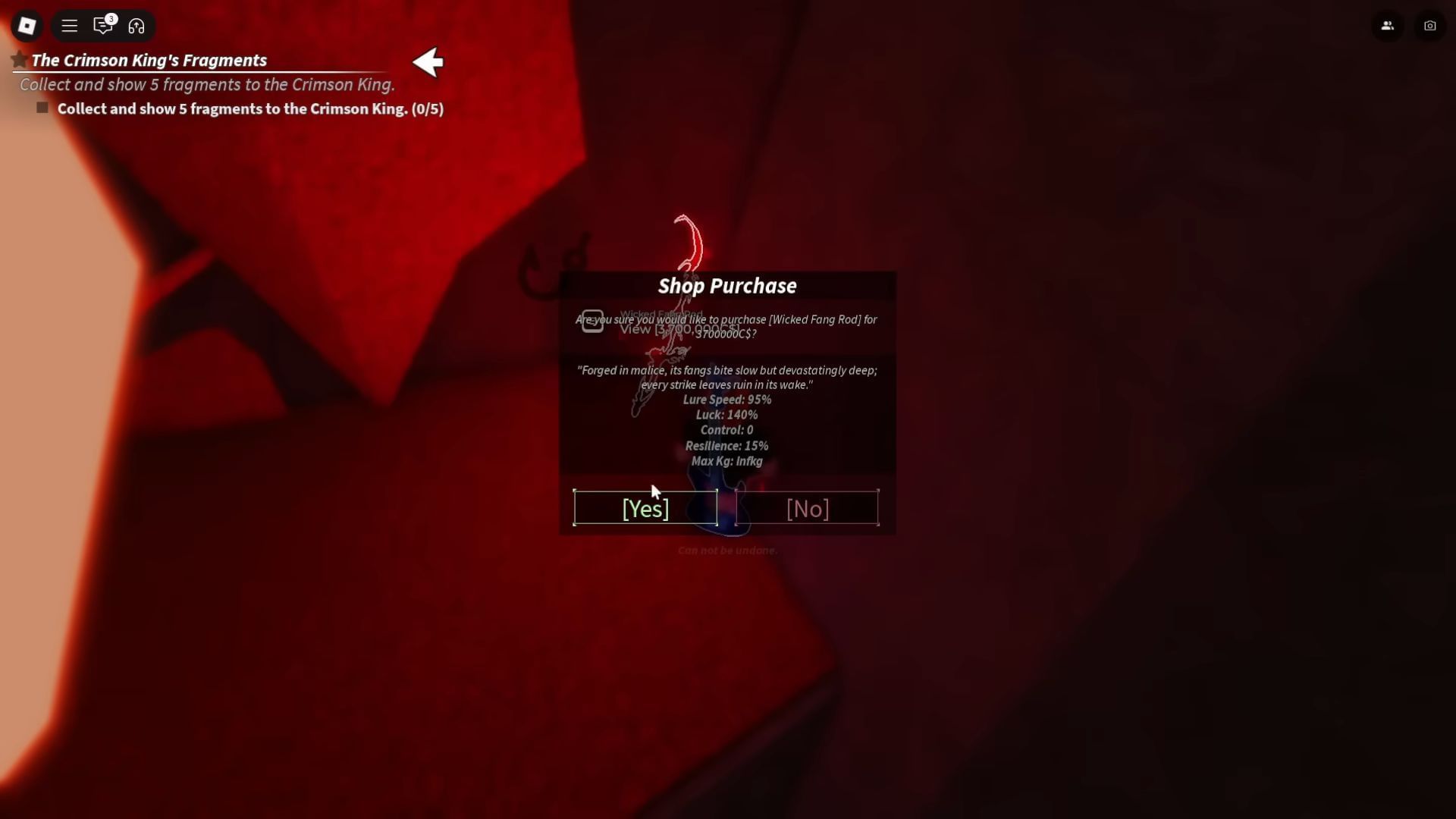 The Wicked Fang Rod (Image via Roblox/YouTube@Swiffle)