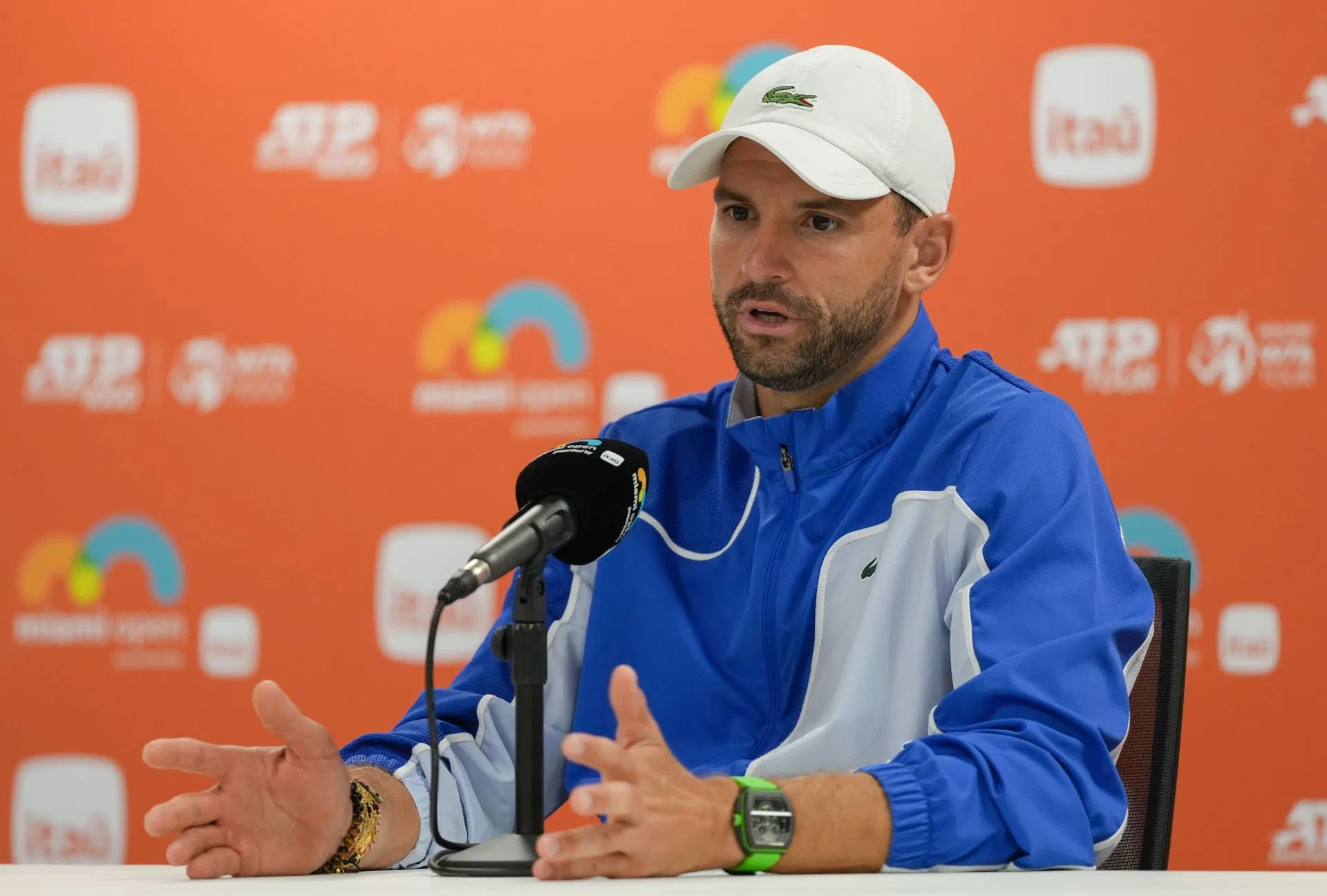 Grigor Dimitrov during a press conference at the 2024 Miami Open (Source: Getty)