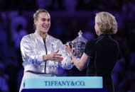 Aryna Sabalenka with the 2025 US Open. (Source: Getty)