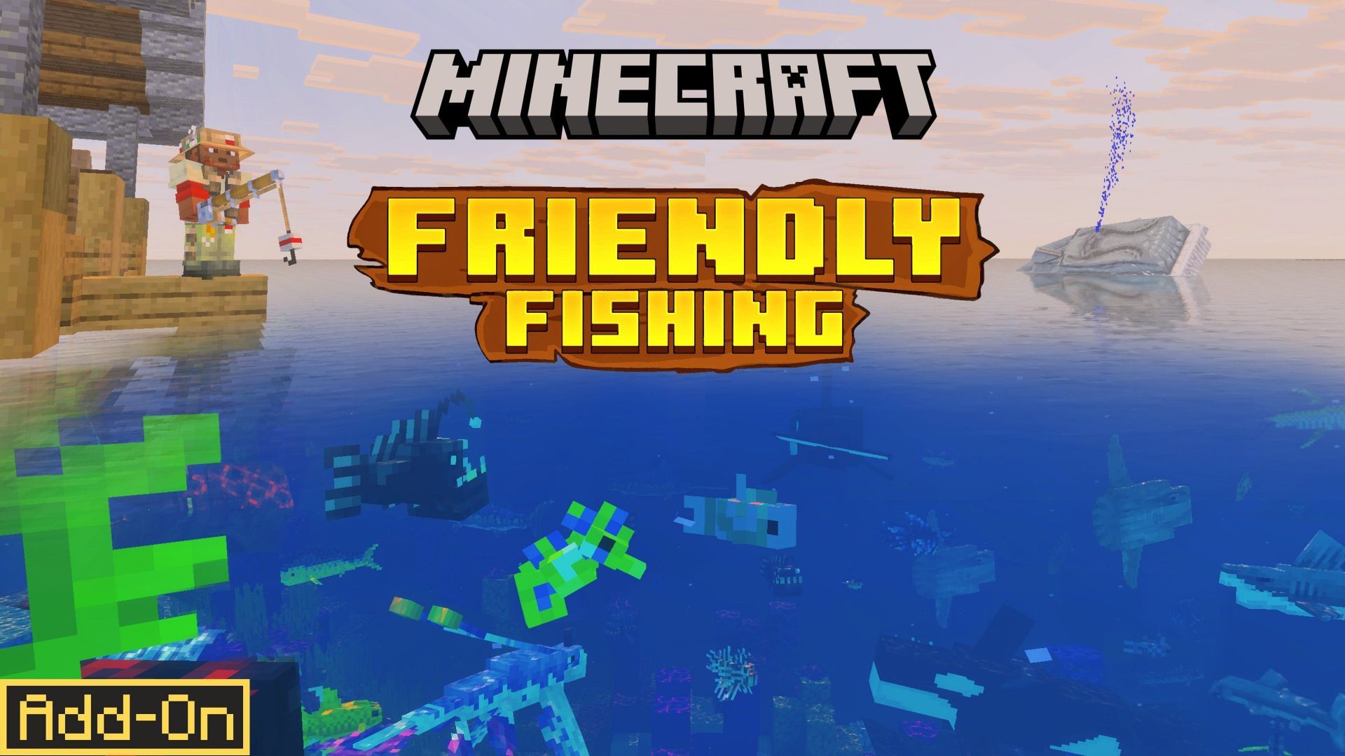 The Friendly Fishing add-on for Minecraft (Image via Mojang Studios)