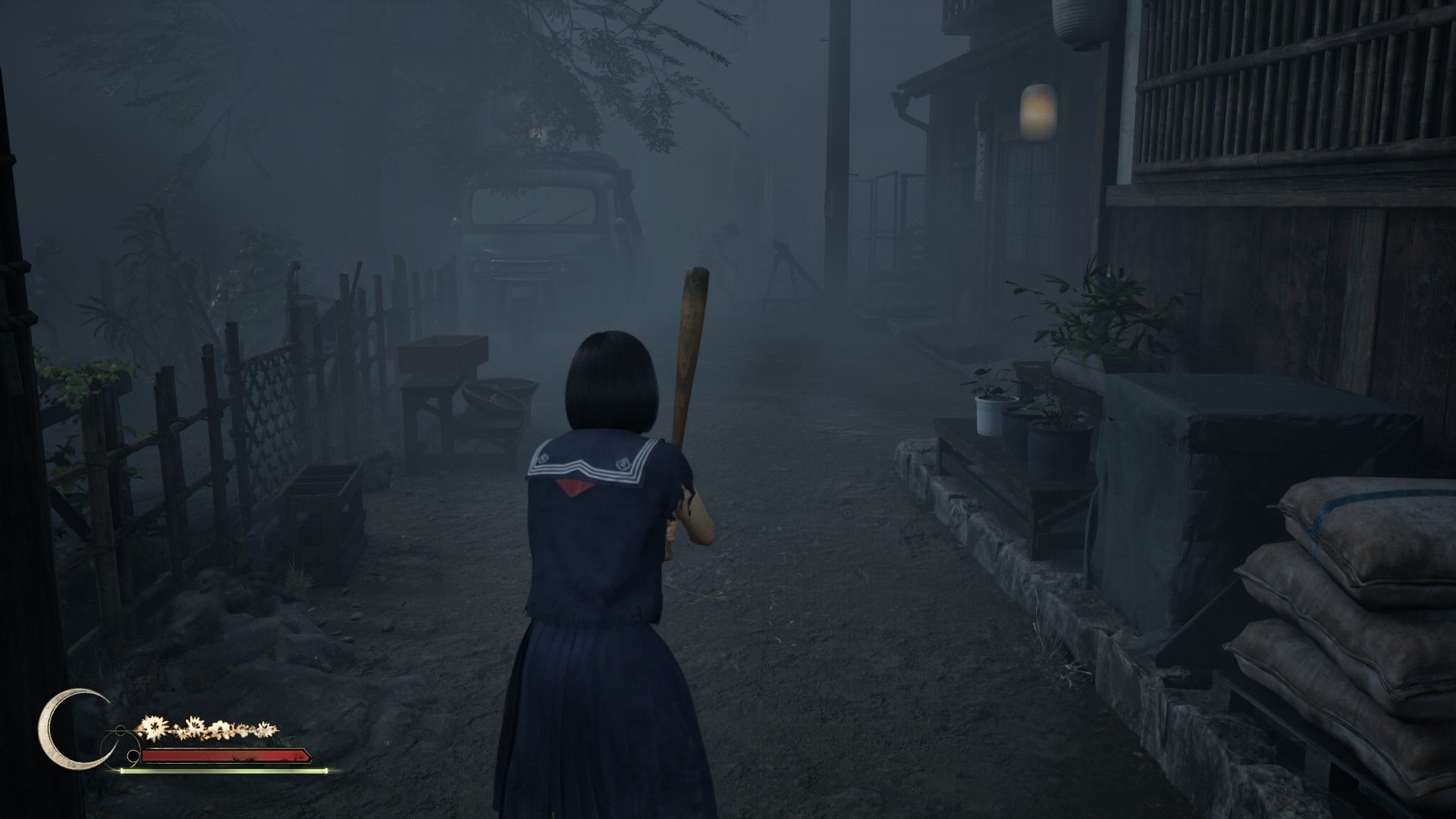 The baseball bat is a good early-game weapon in Silent Hill F (Image via KONAMI)