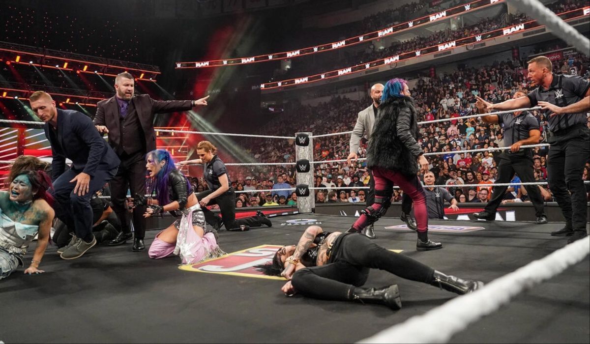 The opening segment of RAW ended in chaos. (Image via WWE.com)