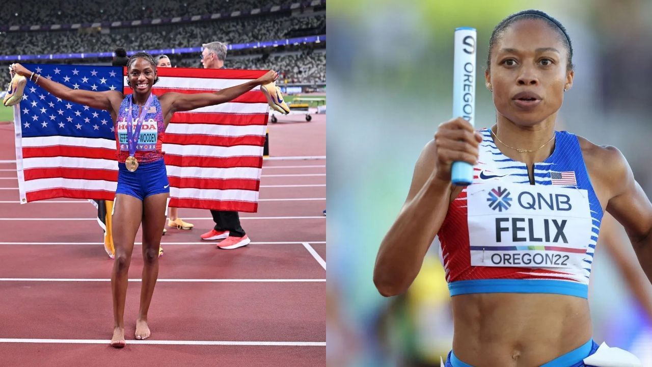 Melissa Jefferson-Wooden and Allyson Felix (Image via: Both Getty)