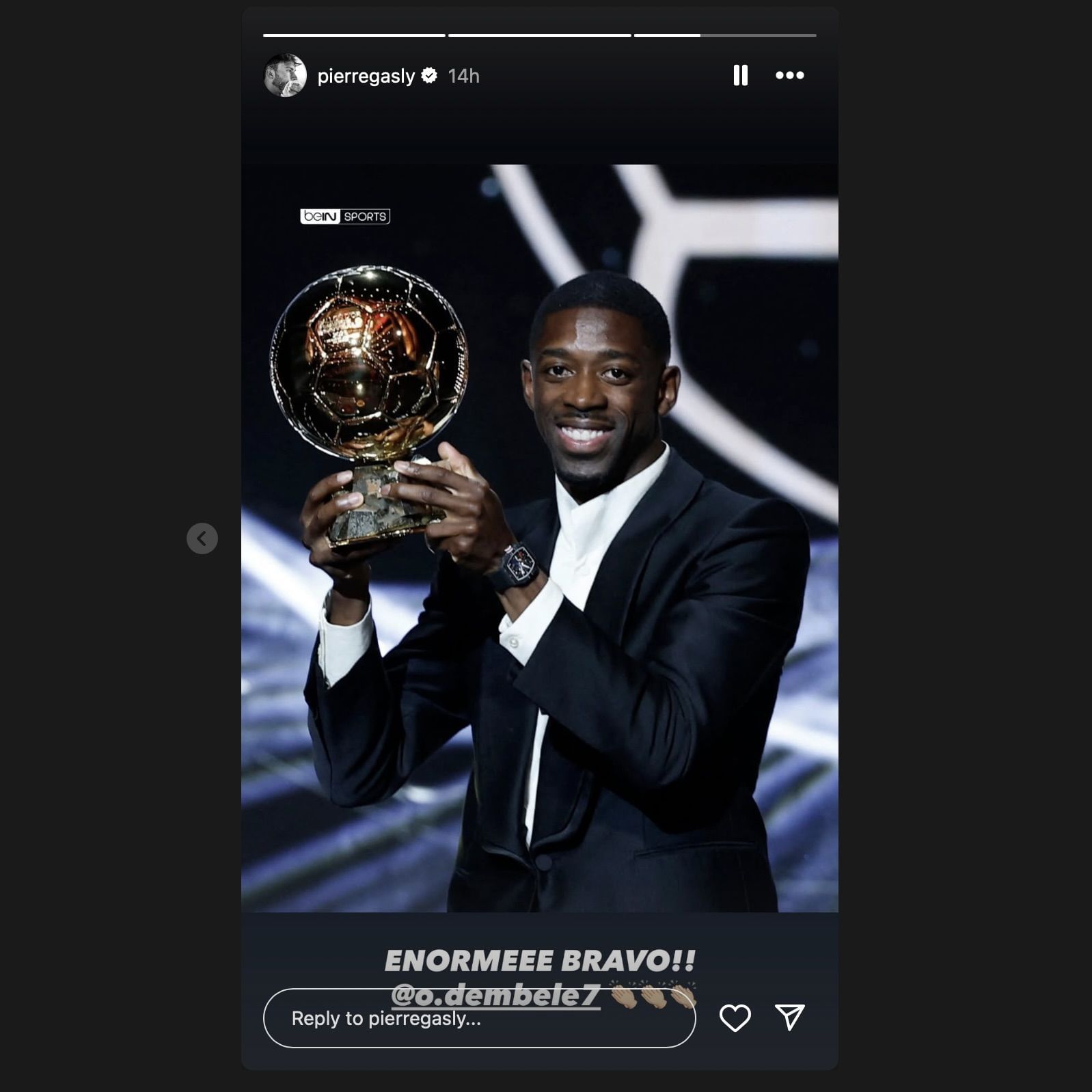 Screen grab via Pierre Gasly&#039;s Instagram story [via Instagram/@pierregasly]