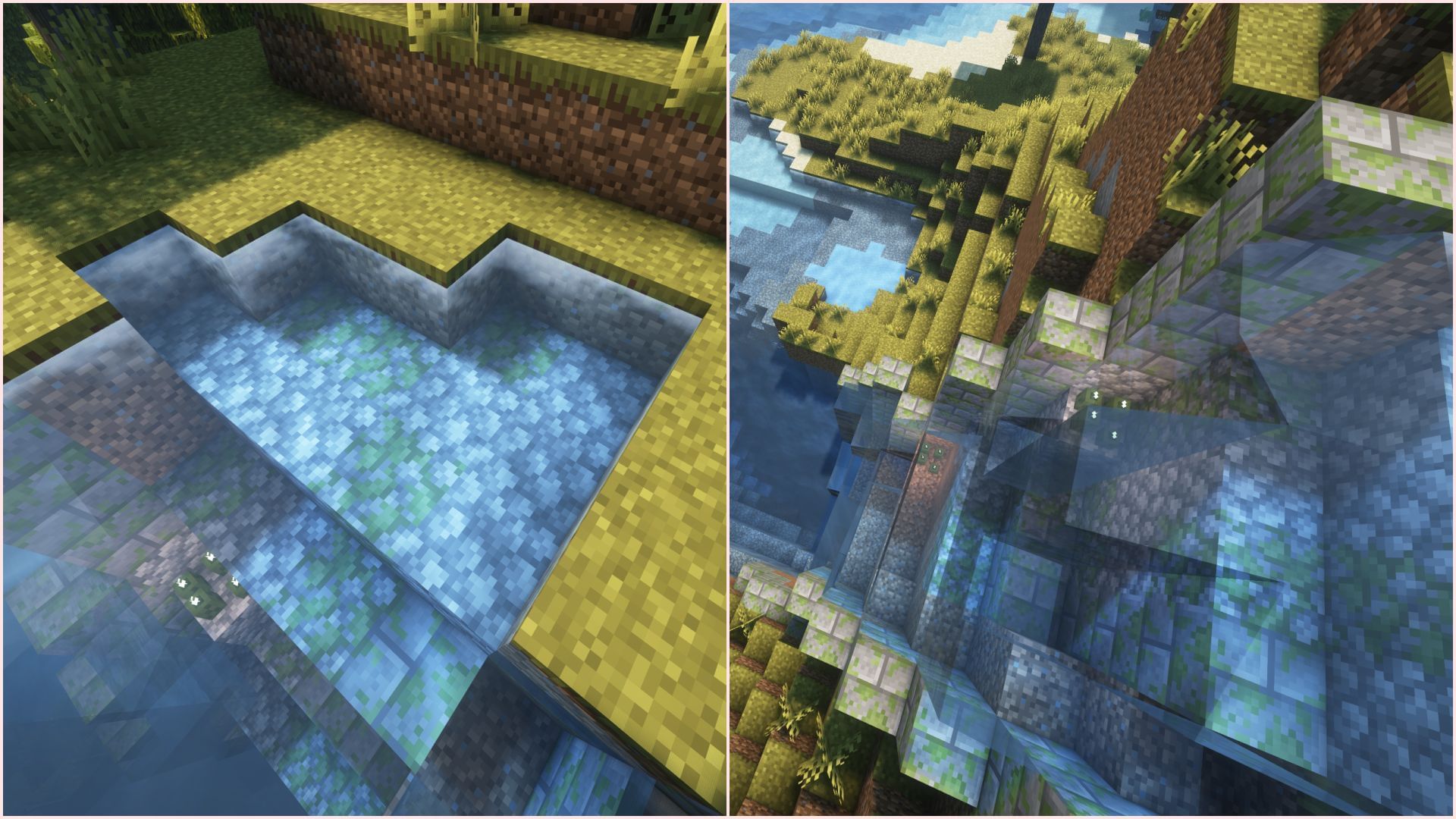 Fill the terraformed areas with water and direct its direction using blocks and more water sources (Image via Sportskeeda Gaming || Mojang Studios)