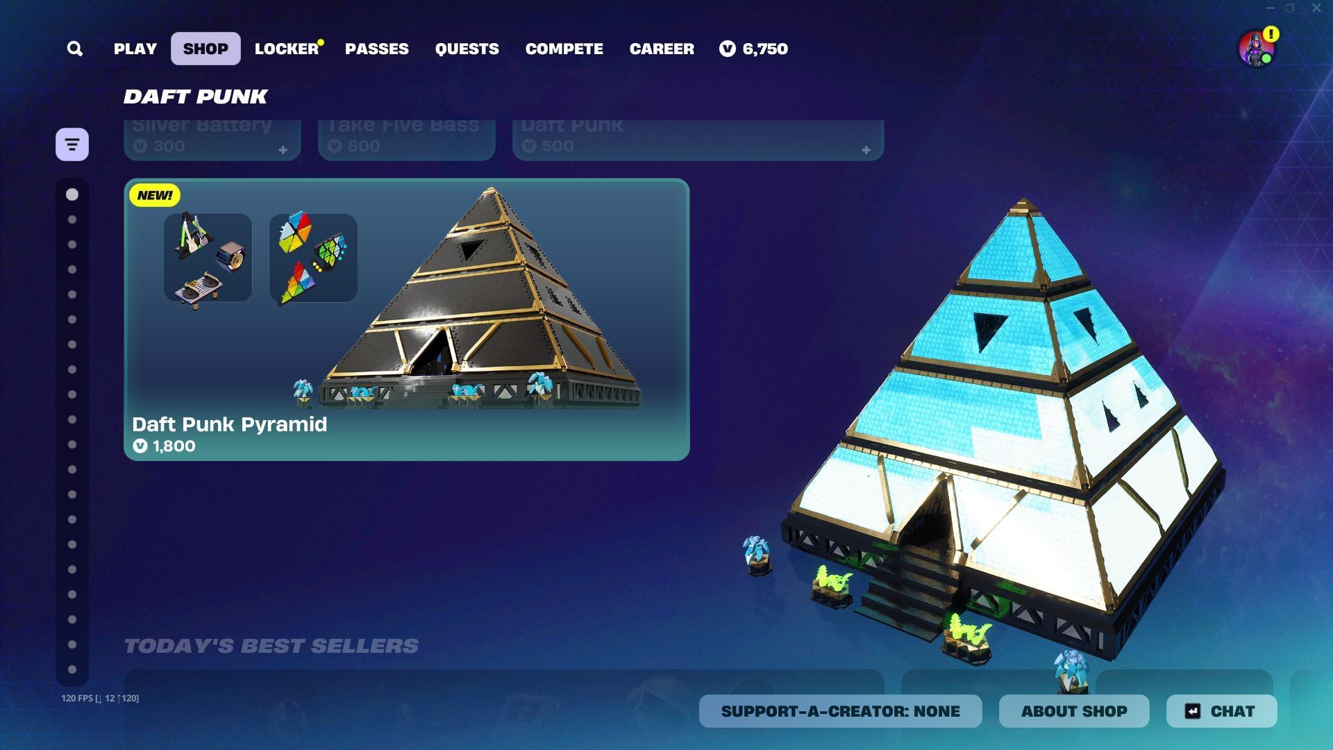 Apart from the Daft Punk skins in Fortnite, you can also purchase the Pyramid build for LEGO Fortnite (Image via Sportskeeda Gaming || Epic Games)