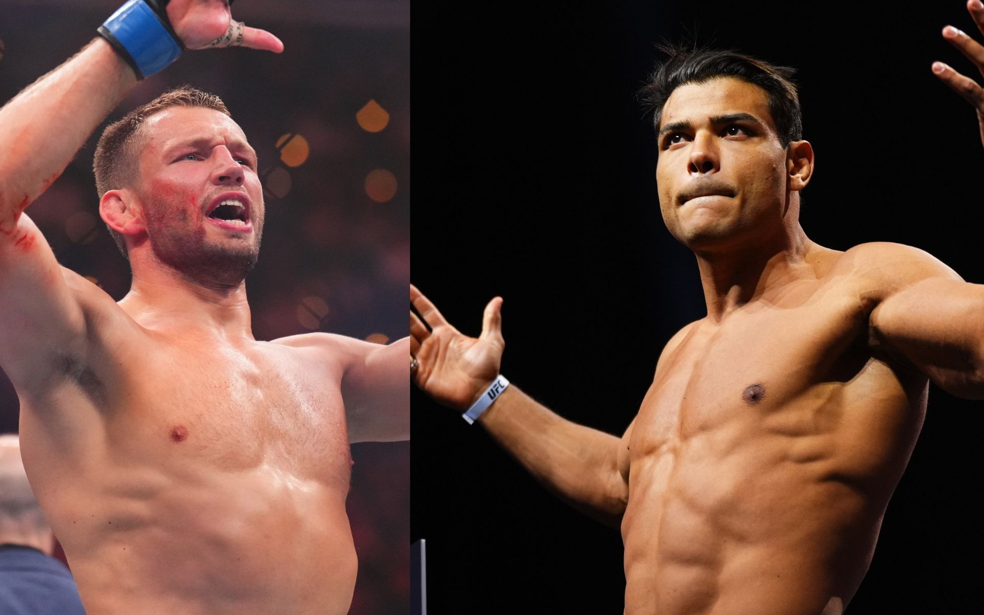 Reinier de Ridder (left) lashes out at Paulo Costa (right). [Images courtesy: Getty]