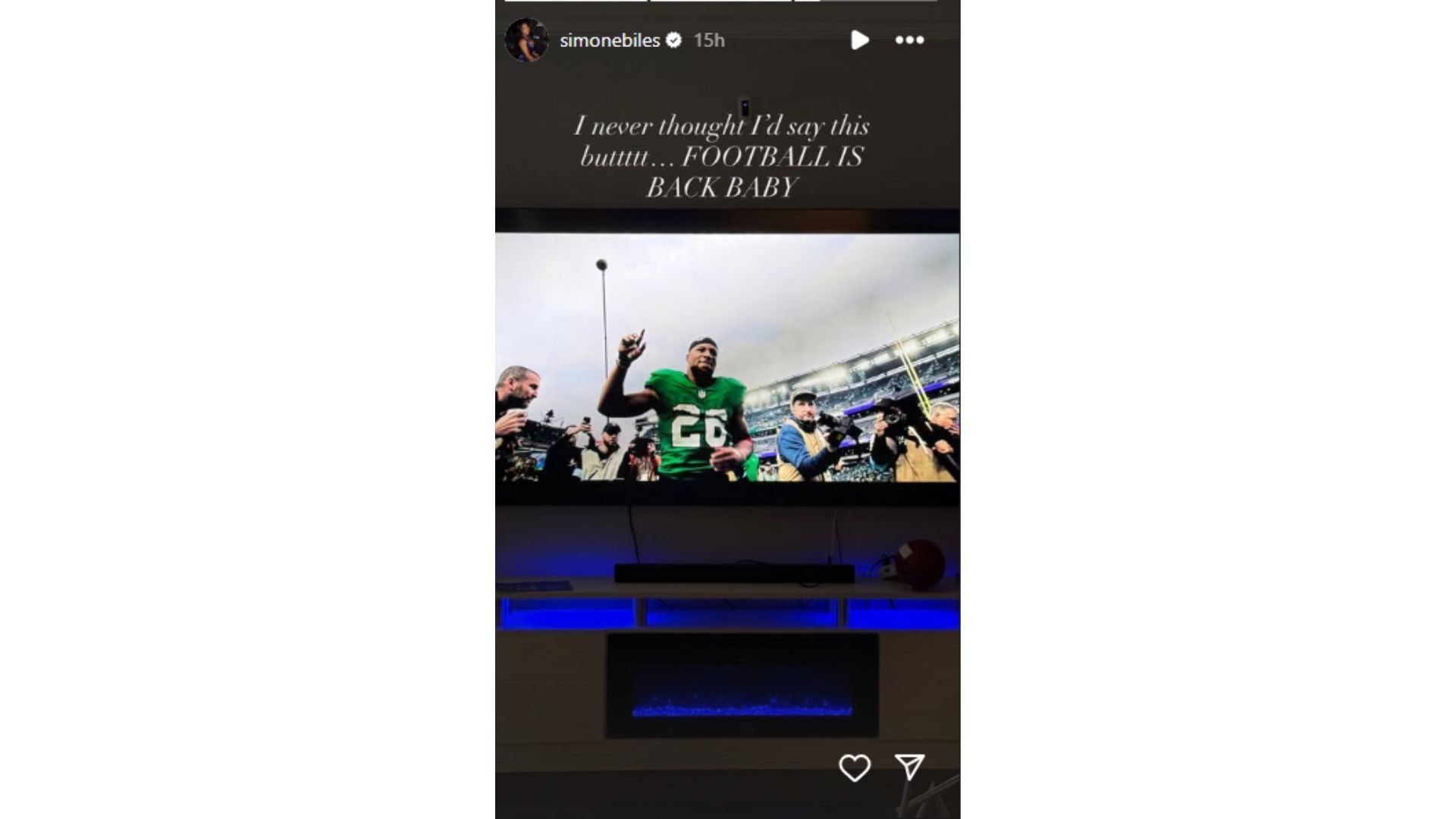 Simone Biles celebrated the start of the 2025 NFL season. (Photo via Simone Biles Instagram)