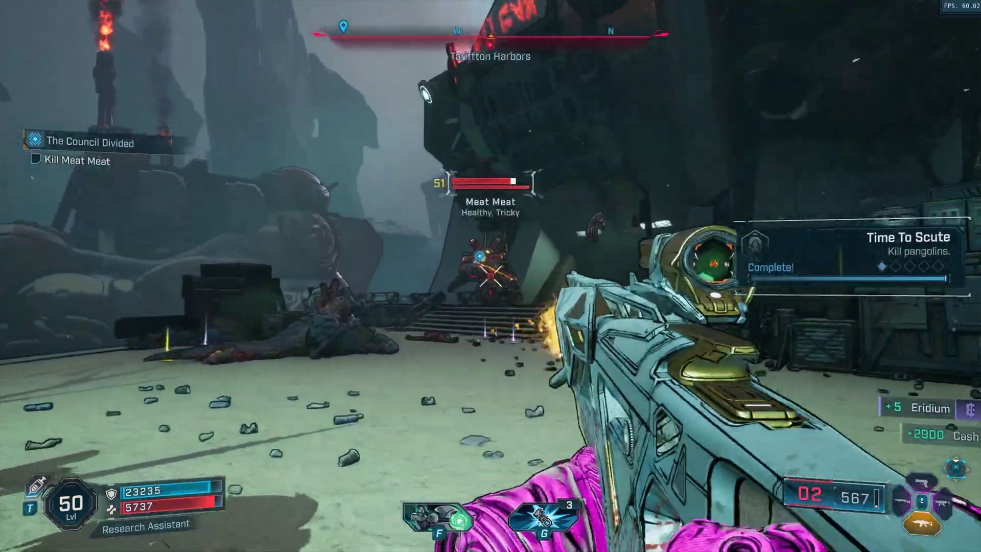 Meat Meat is not the toughest boss to beat, but he is super aggressive (Image via Gearbox Software)