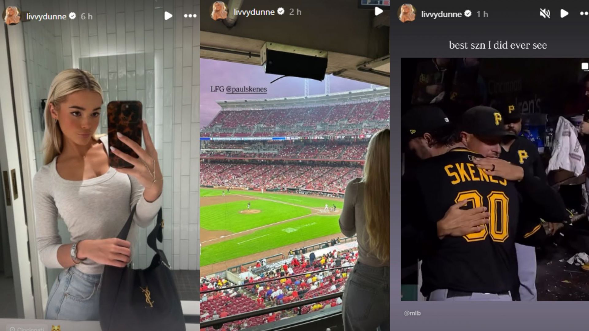Screengrabs of Olivia Dunne&#039;s visit to MLB game of Paul Skenes&#039; Instagram stories [Image Source : Olivia Dunne&#039;s Instagram]