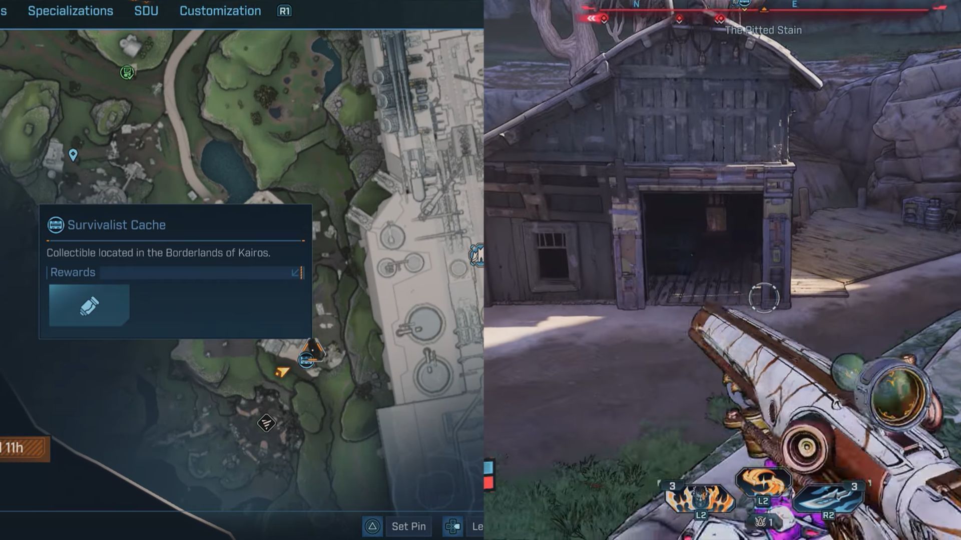 The cache is located in the house with painted arrows (Image via Gearbox Software)