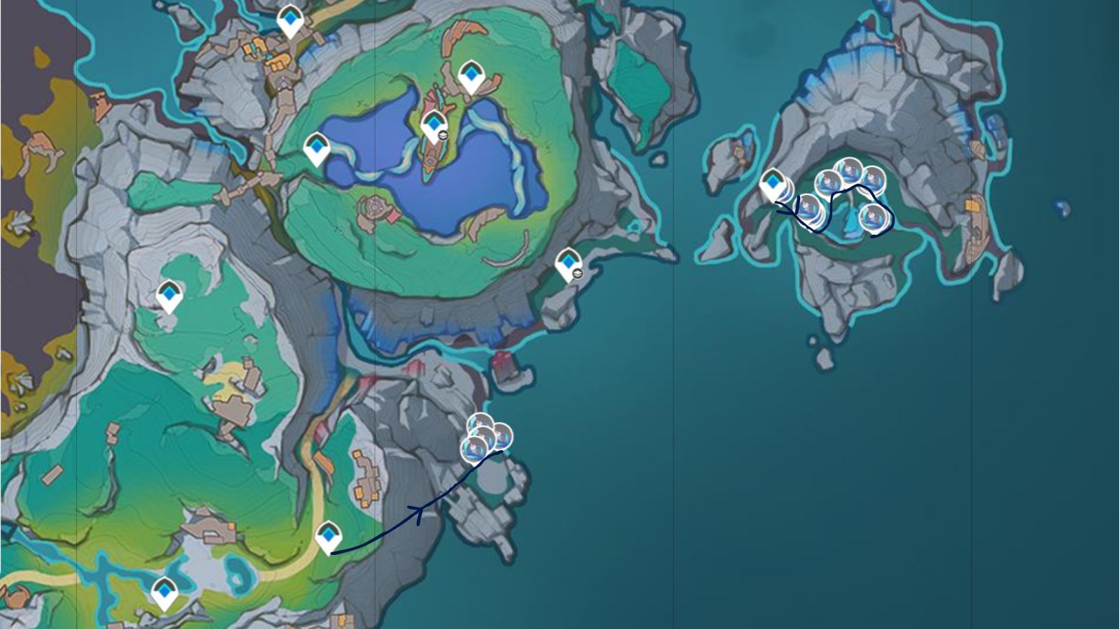 Route# 2 for farming the Frostlamp Flower materials (Image via Sportskeeda Gaming/HoYoverse) 