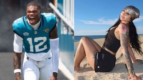 Travis Hunter’s wife Leanna Lenee flaunts post-partum body in two-piece workout fit 20 days after giving birth to baby boy