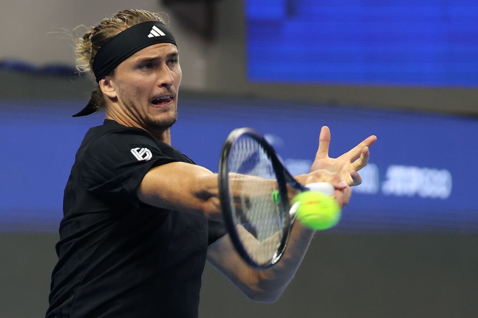 Three-time semifinalist Zverev hits a forehand in Beijing | Image Source: Getty
