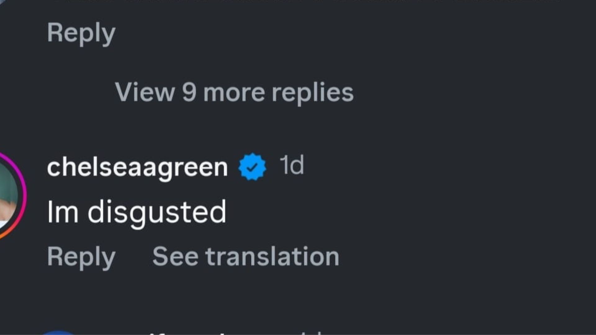 Screengrab of Chelsea&#039;s comment