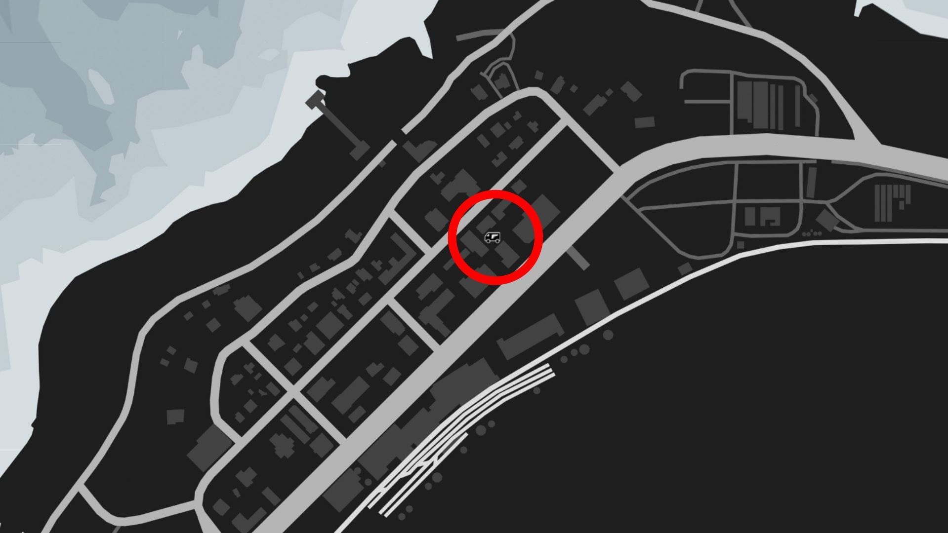 Head over to the coordinates marked above to get to the GTA Online Gun Van location today (Image via Rockstar Games|| GTAWeb)