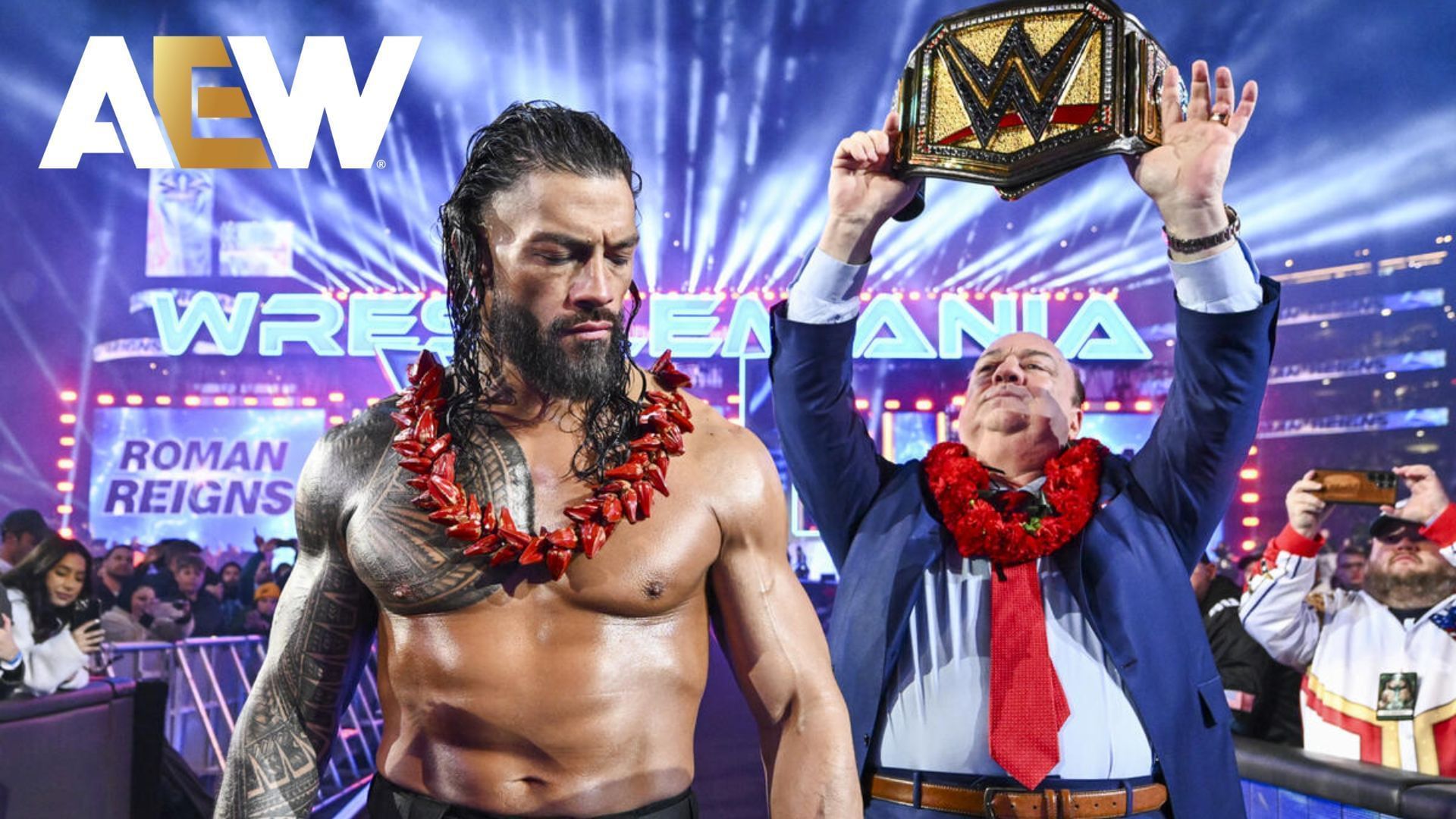 Roman Reigns had a world title reign of 1316 days [photo: wwe.com and AEW Official Website]