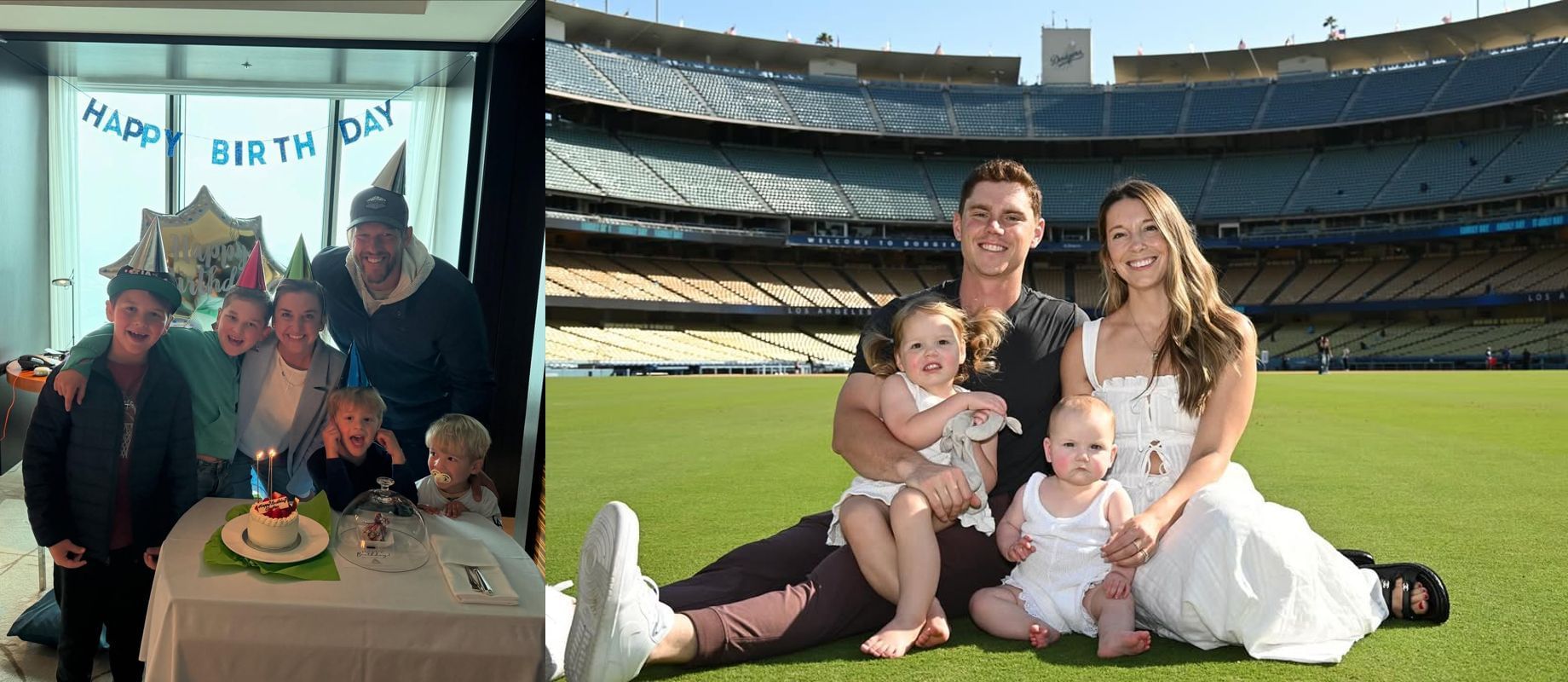 Will smith with his family and Clayton Kershaw with his family(@claytonkershaw/@caramartinellsmith/Instagram)