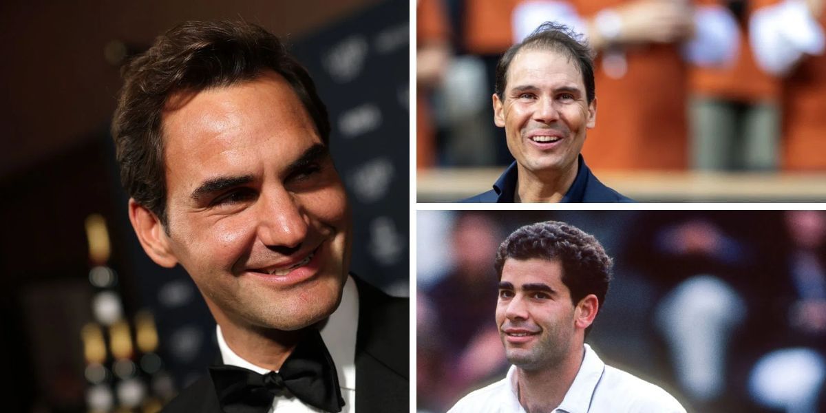 Roger Federer (left), Rafael Nadal (top right), Pete Sampras (bottom right), Sources: Getty