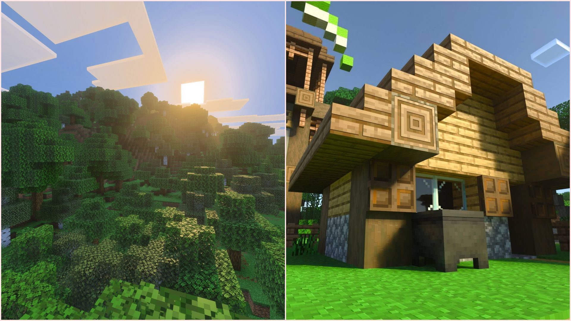 There is a clear difference between Vibrant Visuals and RTX packs (Image via Sportskeeda Gaming || Mojang Studios || CurseForge/Vanilla RTX)
