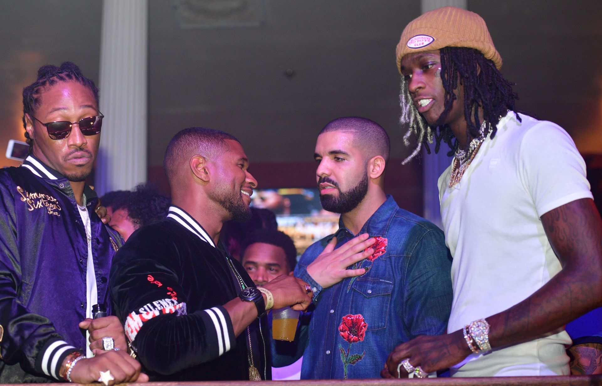  Rapper Future, Usher, Drake and Young Thug attend the Summer Sixteen Concert After Party at The Mansion Elan on August 27, 2016 in Atlanta, Georgia.  (Image via Getty)