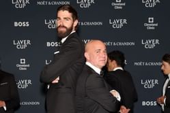 Andre Agassi tickled by his height comparison with 6-foot-11 Reilly Opelka as duo come together at Laver Cup for hilarious picture