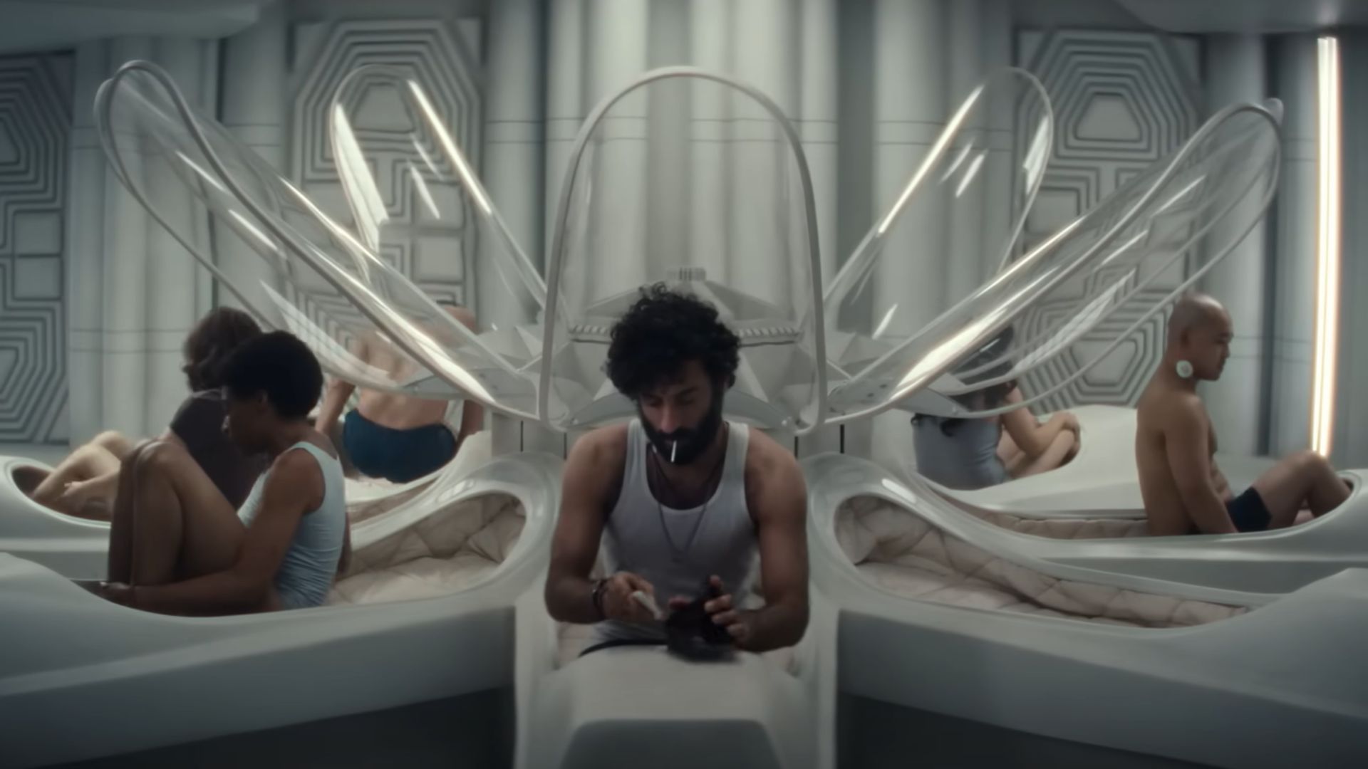The crew aboard the spaceship (Image via YouTube/FX Networks)