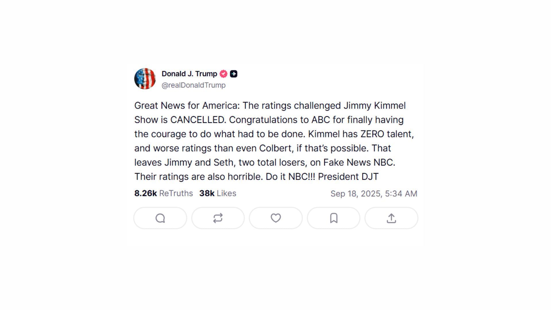 Donald Trump on Truth Social (Image via Truth Social/@realDonaldTrump)