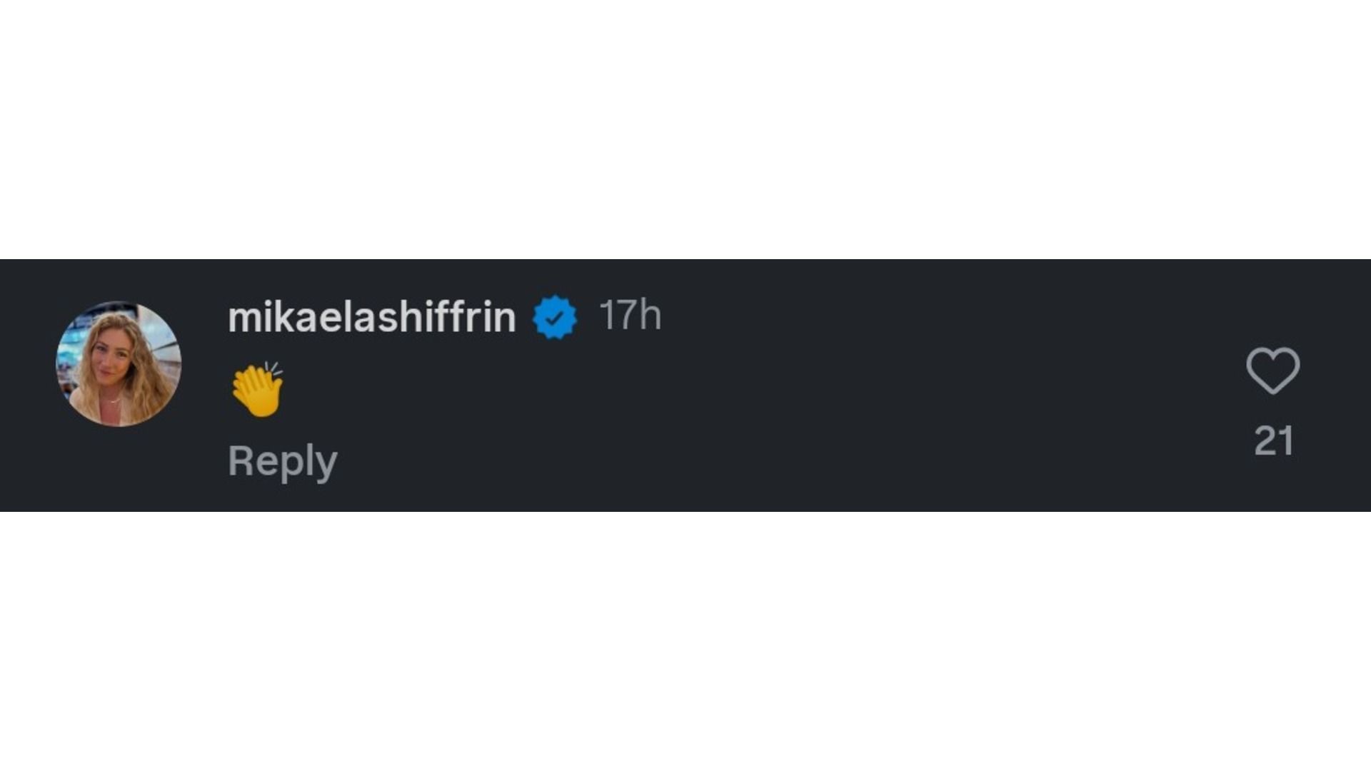 Shiffrin&#039;s reaction on the post (Image via: @callherdaddy on IG)