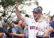 Alex Bregman celebrated after winning the 2022 World Series with the Houston Astros: Getty