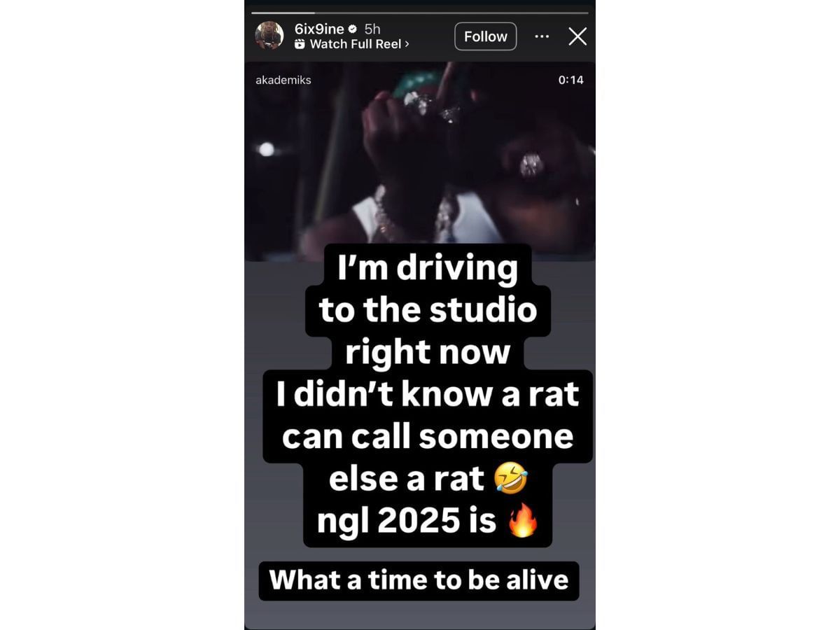 6ix9ine&#039;s Instagram story (Image credits: Instagram/@6ix9ine)