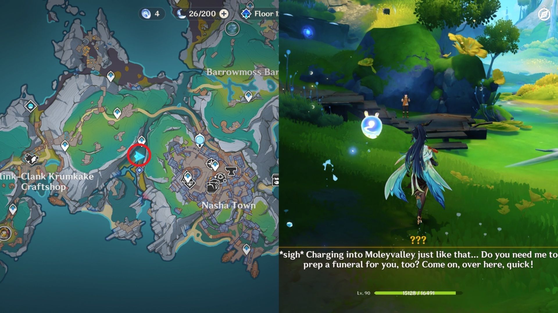Location of the Friends of Moleyvalley quest (Image via HoYoverse)