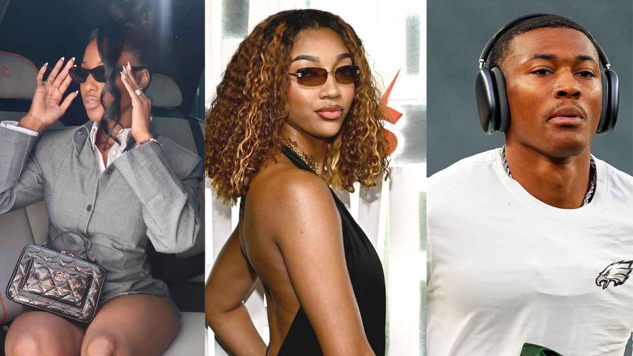 Angel Reese drops 5-word message as security guard eyeballs Devonta Smith&rsquo;s fianc&eacute;e Mya Danielle in bold runway outfit at Eagles vs. Rams