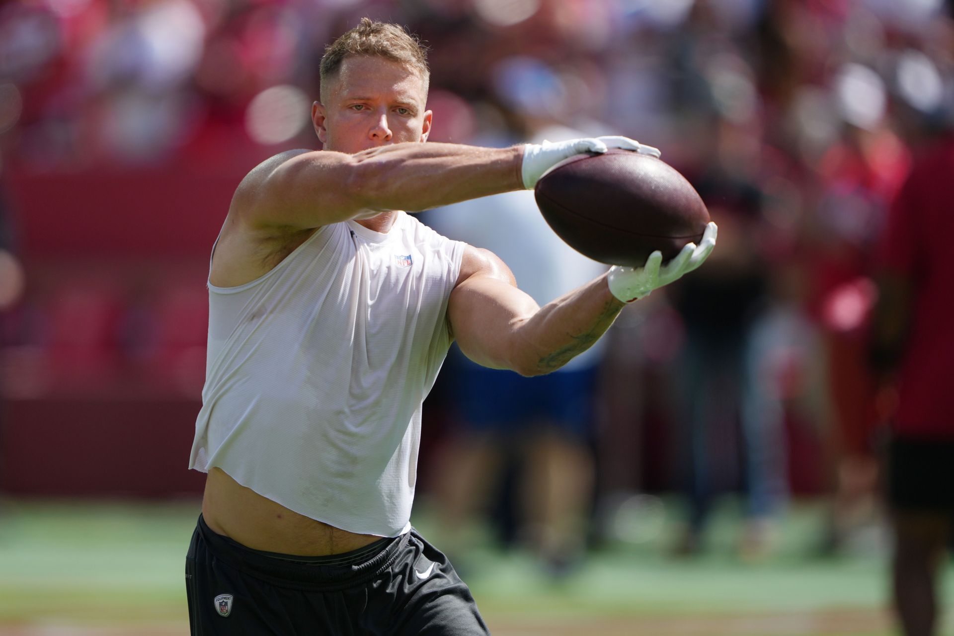 Running back Christian McCaffrey of the San Francisco 49ers - Source: Getty