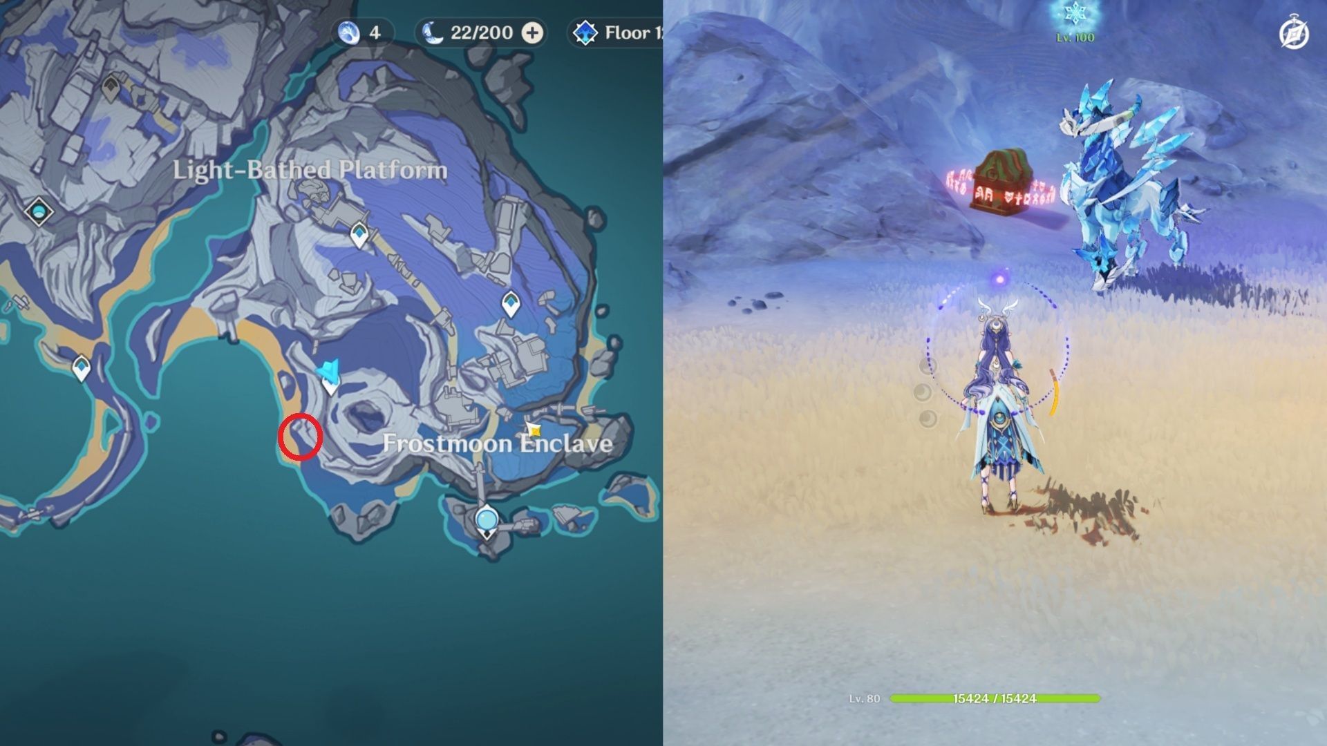 Remarkable Chest southwest of Frostmoon Enclave (Image via HoYoverse)
