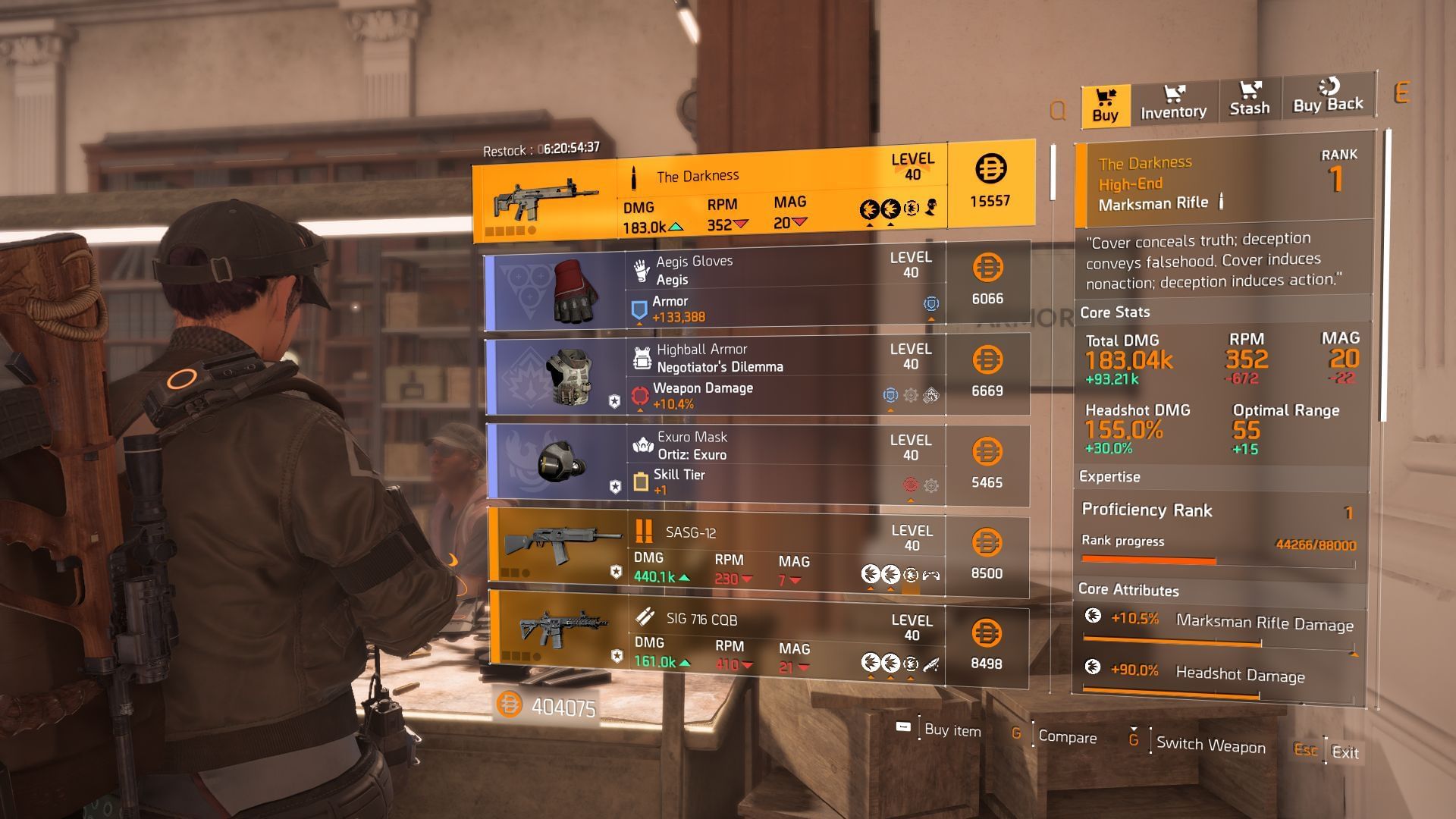 The Division 2 vendor found at Clan Quarters (Image via SK Gaming || Ubisoft)