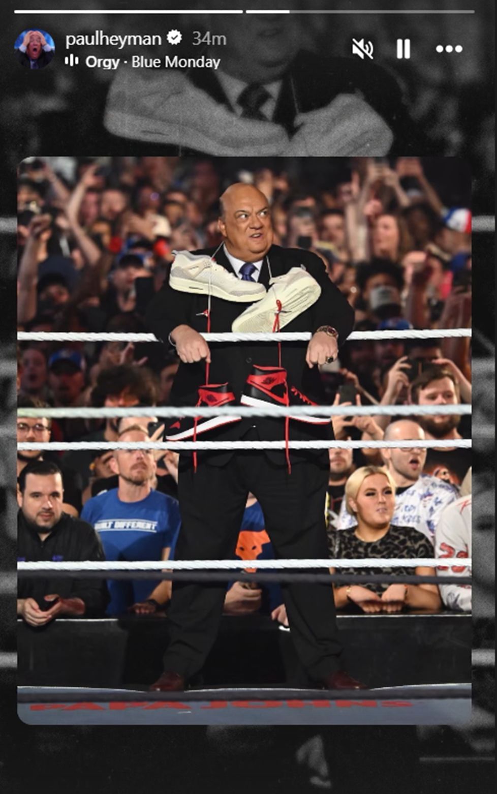 Paul Heyman used the song &quot;Blue Monday&quot; [Photo credit: Heyman&#039;s Instagram]