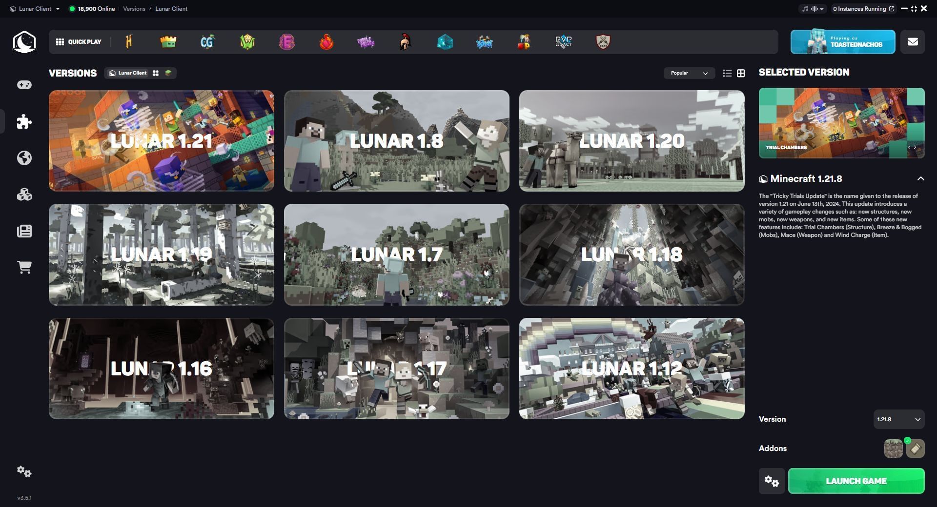 Simply install the Minecraft Lunar Client to use the Rewind mod (Image via Sportskeeda Gaming || Mojang Studios/Lunar Client)