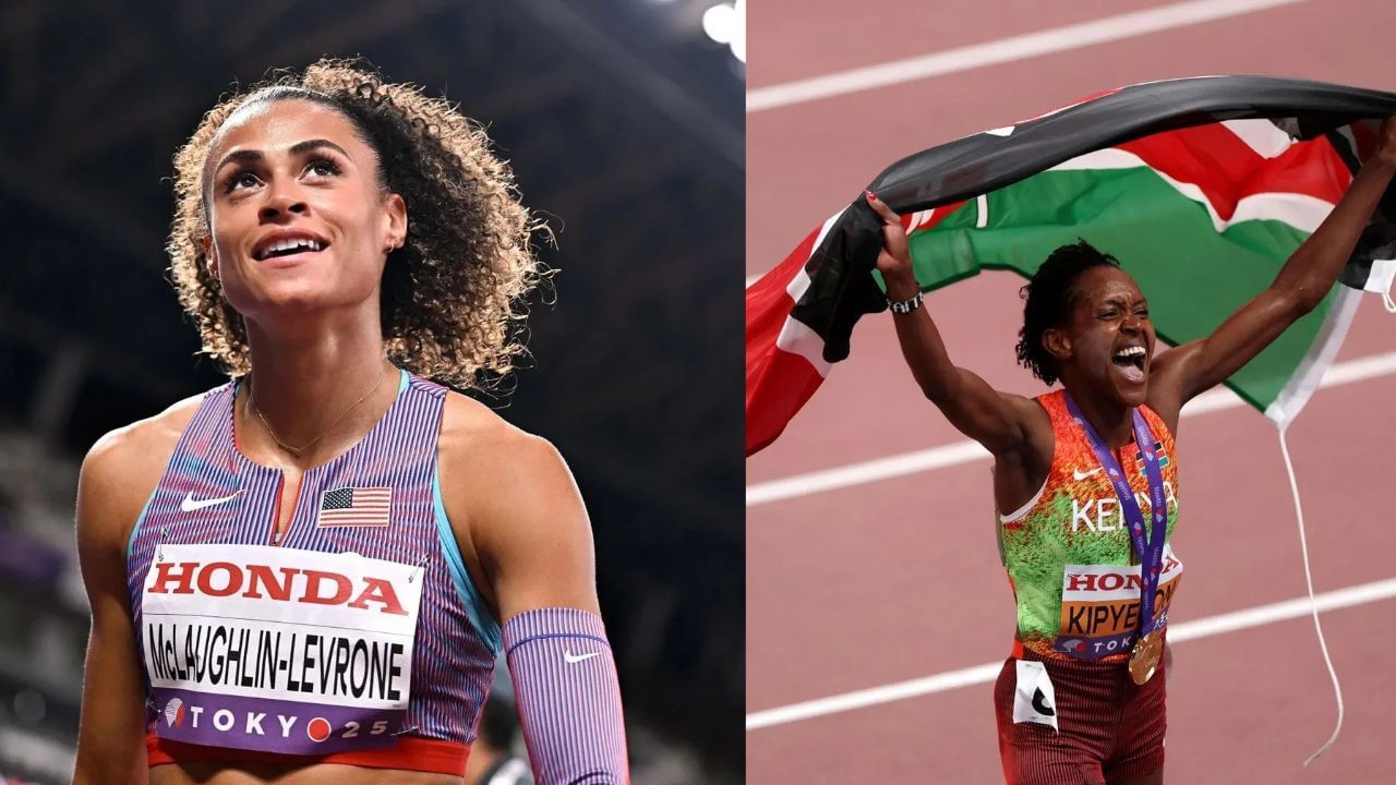 Sydney McLaughlin-Levrone and Faith Kipyegon at the World Athletics Championships 2025 (Image via: Both Getty)
